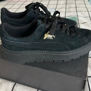 Puma Trace Platform Sneakers in Black Suede
